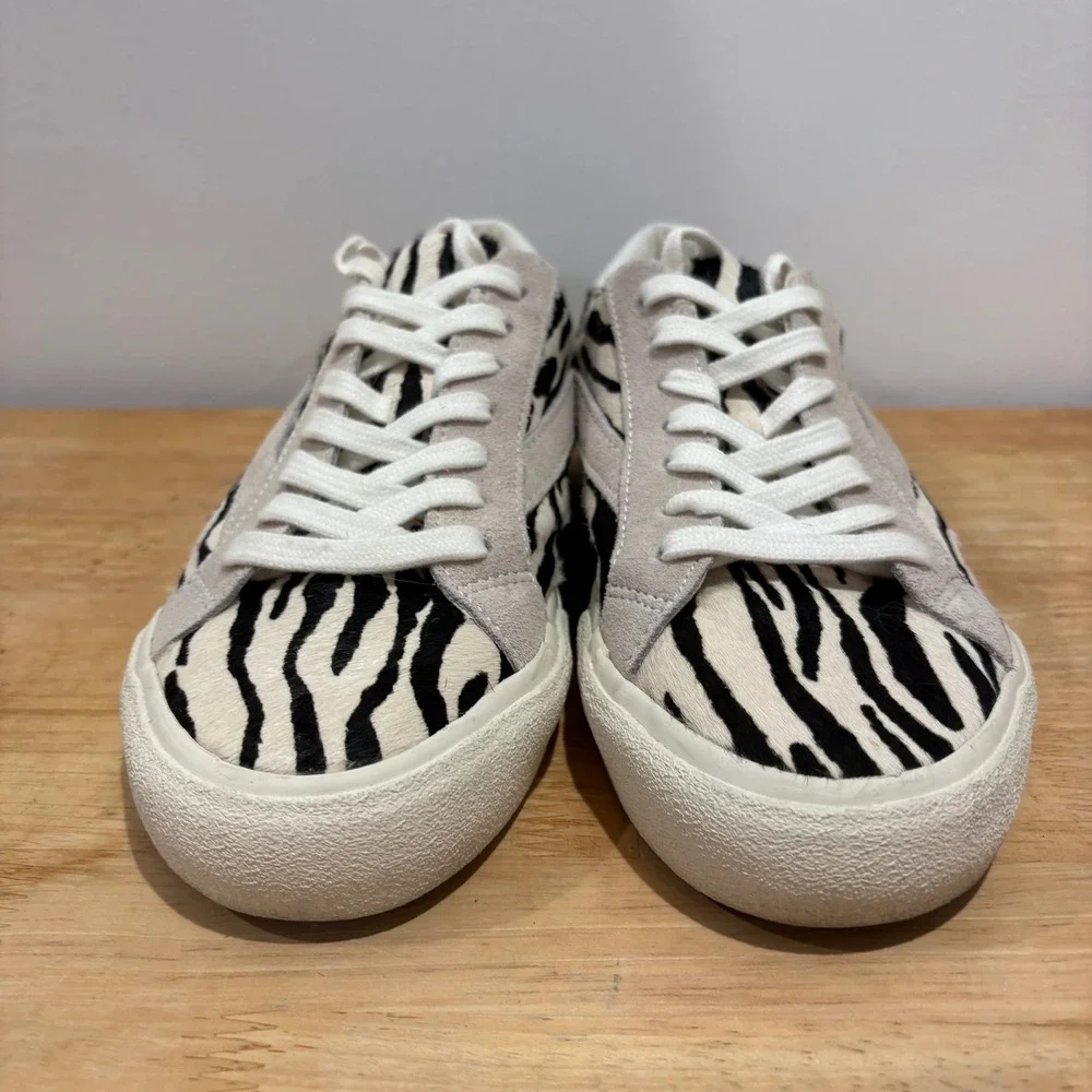 Madewell Zebra‎ Print Sidewalk Low Top Sneakers White Size 9 Calf Hair AE247